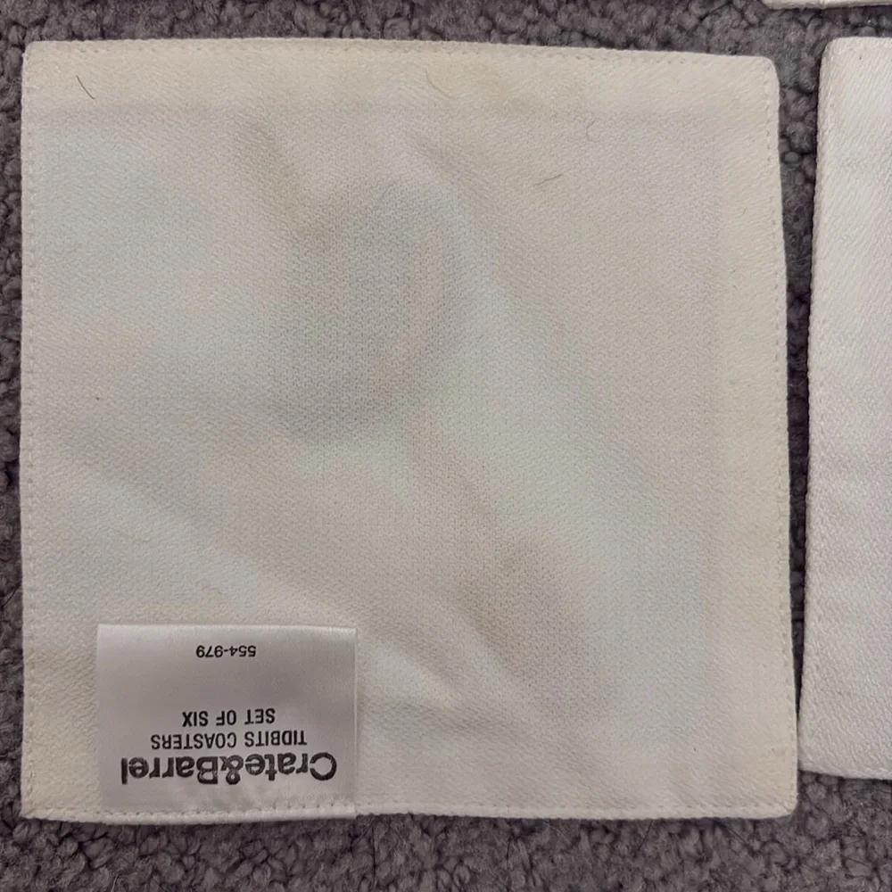 Set of Six Cotton Embroidered Tidbits Cocktail Napkins Crate & Barrel
